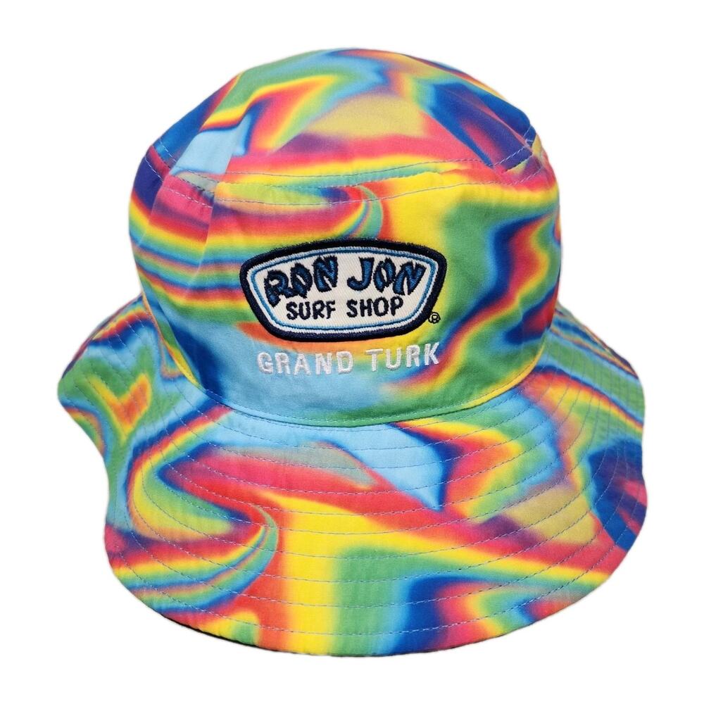 Ron Jon Surf Shop Bucket Hat Cap Psychedelic Tie Dye Rainbow Rave Festival